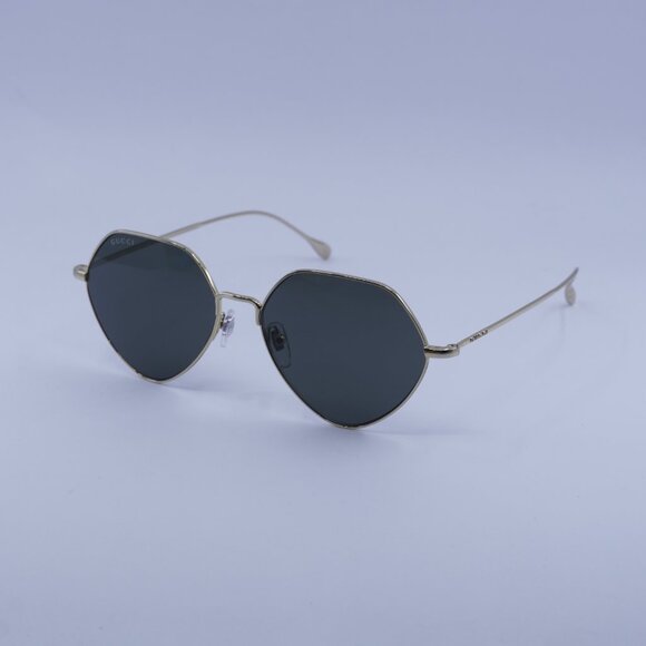 Gucci GG1182S 001 Sunglasses Gold Geometric Frame, Grey Lenses - Picture 5 of 11